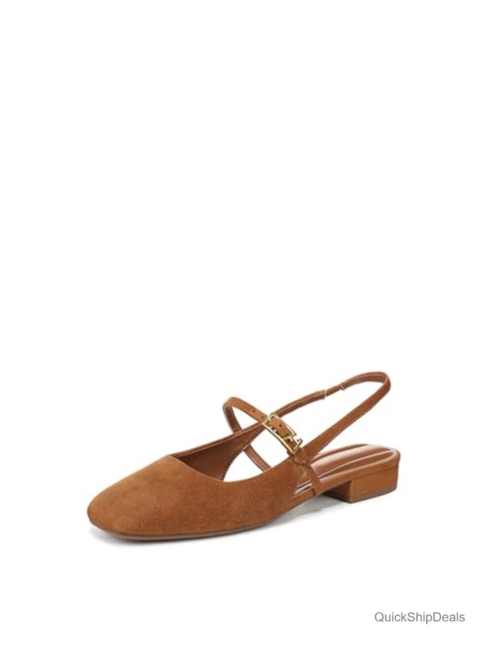 Suede Flats with Adjustable Buckle and 0.75 Inch Heel